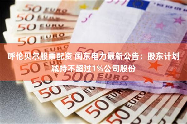呼伦贝尔股票配资 闽东电力最新公告：股东计划减持不超过1%公司股份